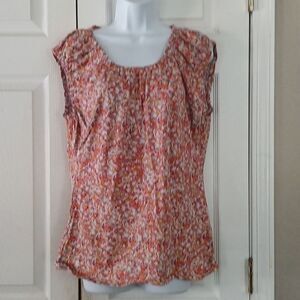 Ann Taylor Loft Factory printed short sleeve casual  top Sz XL EUC